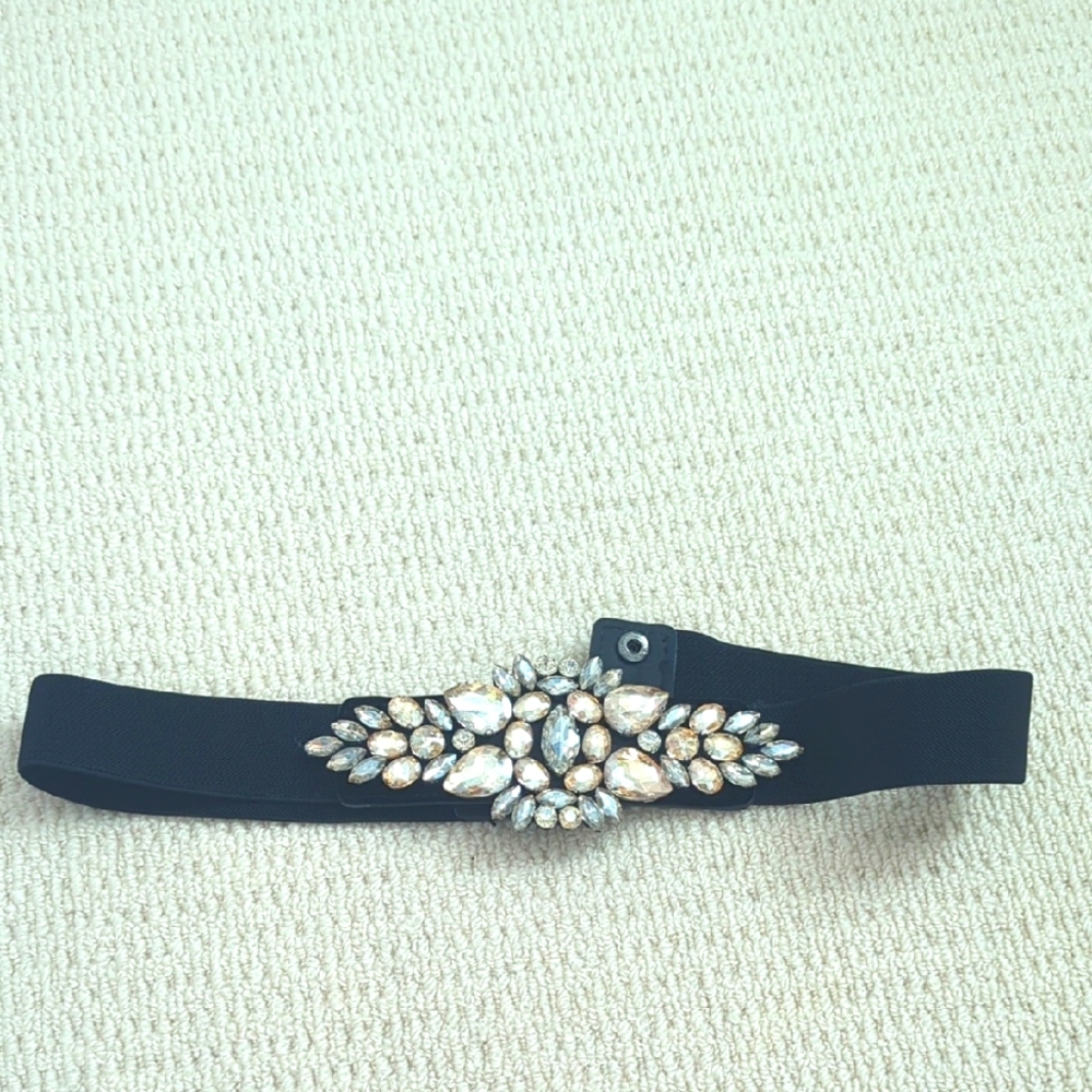 Black Belt with Crystal Embellishments